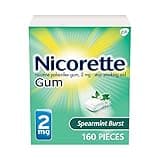 Nicorette Coated 2mg Nicotine Gum to Quit Smoking - Spearmint Burst Flavored Stop Smoking Aid - 160 Count