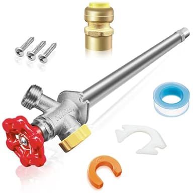 Young dance 12inch Anti-Siphon Frost Free Sillcock, No Lead Brass Frost Proof Outdoor Faucet Bib with Backflow Preventer, 1/2" Push-to-Fit Connector X 3/4 Inch Hose Bibb Frost Free Spigot