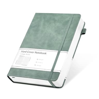 CAGIE Lined Journal Notebook for Women Men 320 Pages 100 Gsm Paper Thick Journaling Notebooks A5 Leather Journals for Writing Hardcover Journal Supplies for Work Note Taking Diary, 5.7x8.3 In, Green