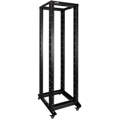 NavePoint 42U 4 Post Server Rack – Open Frame Rack for 19 Inch Equipment, Adjustable Depth 4-Post Network Rack with Casters Wheels, 42U Server Rack 881lbs Capacity, Black