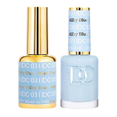 DND DC Gel Polish Set, Blue Collection, UV/LED Gel Polish and Air Dry Nail Lacquer, Matching Chip-Free Polish Duo, 031 Milky Blue, 0.5 Fl Oz