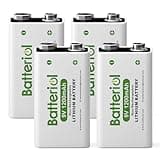 Batteriol 9V Lithium Batteries, 1200mAh Lithium 9 Volt Batteries, 10 Year Shelf Life, Long-Lasting Power for Smoke Detector, Microphone and Walkie Talkie, Non-Rechargeable 4 Pack
