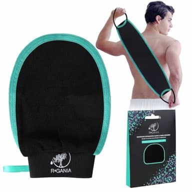 R'GANIA Deep Exfoliating Glove & Back Exfoliator – 100% Viscose. Korean Exfoliating Mitt for Removing Dead Skin, Keratosis Pilaris & Self-Tan – Full Body Exfoliator for Smooth, Glowing Skin