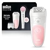 Braun SE5-895 Epilator, Hair Removal Device, Epilator for Women, Includes Shaver and Facial Cleansing Exfoliator Brush Attachments, Waterproof, Cordless and Rechargeable