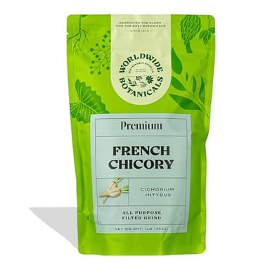 Worldwide Botanicals French Chicory Root, 1 Pound - Brew Like Coffee, Blend Roasted Chicory Root With Coffee, Prebiotic, Acid Free, Caffeine Free, Kosher