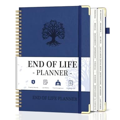 End of Life Planner, Spiral Estate Planning Organizer with Tabs for Senior, I'm Dead Now What Planner for Final Arrangements & Important Affairs with Large Print, 7.9"x10.4", Blue
