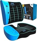 Everlasting Comfort Lumbar Support & Office Chair Cushion Combo - Gel Memory Foam Chair Cushions for Desk, Car Seat, Travel - Back and Coccyx Support