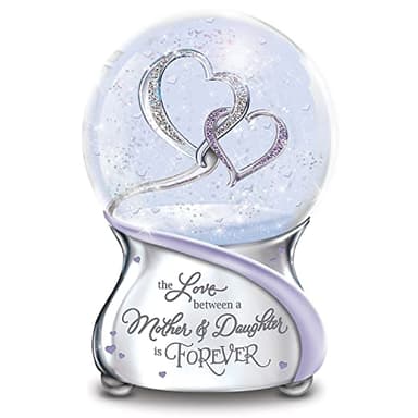 The Bradford Exchange Mother and Daughter Musical Glitter Globe, Swirling Hearts, Sentimental Message, Plays 'Always in My Heart'