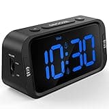 Odokee Digital Dual Alarm Clock for Bedroom, Easy to Set, 0-100% Dimmer, USB Charger, 5 Sounds Adjustable Volume, Weekday/Weekend Mode, Snooze, 12/24Hr, Battery Backup, Compact for Bedside(Blue)