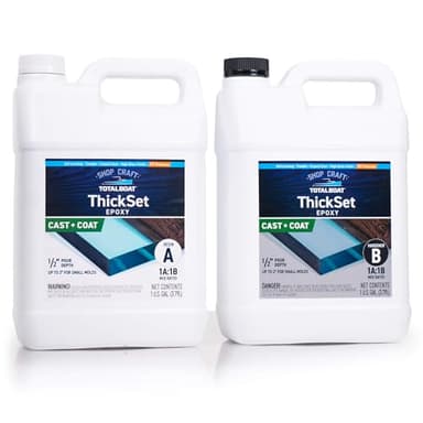 TotalBoat Thickset Deep Pour Epoxy Resin Kit - 2 Gallon Crystal Clear Formula for 1/2" - 2” Pours - Fast Cure Epoxy Resin for Casting, River Tables, Flower Preservation, DIY Crafts & Wood Filler