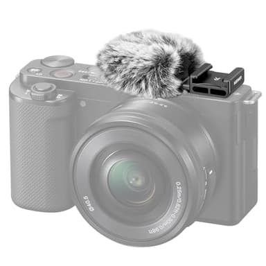 Neewer Cold Shoe Wind Muff for ZV Series Vlog Cameras, Microphone Furry Windscreen with Cold Shoe Mount Adapter Accessory Compatible with Sony ZV-1F ZV-E10 ZV-1 ZV-E1 ZV-1 II, CA133 Black