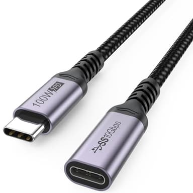 DteeDck USB C Extension Cable 6.6ft, 4K@60Hz Video/10Gbps Data Transfer/100W Charging USBC 3.2 Type C Extender Cord, USB3.2 Gen2 Male to Female for Laptop Tablet Mobile Phone and More