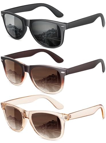 MEETSUN Polarized Sunglasses for Women Men Classic Retro Sun Glasses for Driving UV400 (3 Pack) Black Brown Gradient