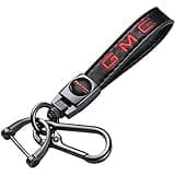 TACOMA Genuine Leather Car Keychain Fit for GMC Sierra Denali Canyon Terrain Yukon Jimmy Acadia Key Chain for Men and Women Family Present Key Ring Accessories(Black)