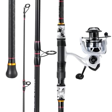 Sougayilang Surf Fishing Rod and Reel Combo, 4 Piece MH/H Saltwater Fishing Combo with 5000 Size Spinning Reel(15' Gray)