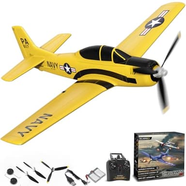 volantexrc RC Plane for Beginners, 4CH WWII RC Airplane T28 Trojan with Aileron, 2.4Ghz Remote Control Plane with Xpilot Self Righting&One Key Aerobatic for Adults (761-9 RTF Yellow)