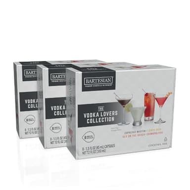 Bartesian 24-Pack Vodka Lovers Mixer Capsules for Cocktail Machine – Home Bar Mixology Cocktails Mix Pod Capsule Set To Use With the Bartesian Cocktail Drink Maker Machine