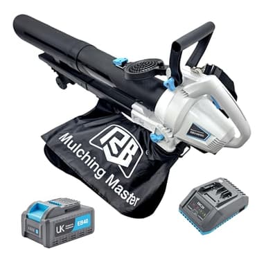 RB 40V Leaf Blower and Vacuum Combo - Powerful Cordless Leaf Vacuum Mulcher with 4.0Ah Battery, 30:1 Mulching, 12L Bag, Adjustable Handle