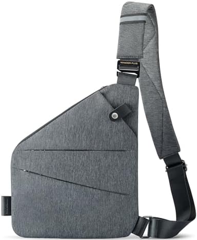 WANDER PLUS Anti Theft Crossbody Bag, Shoulder Bag Anti-theft Design for Travel, Sport, Work, Grey