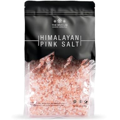 The Spice Lab Pink Himalayan Salt – Coarse Grain, 2.2 lb / 1 Kilo - Himalayan Pink Salt for Grinder Refill – Gourmet Pure Crystal – Kosher & Natural Certified