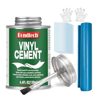 Vinyl Cement, Vinyl Glue Ultra Strong, Waterproof PVC Cement, Pool Liner Patch Kit, Flexible Bond for Inflatables, PVC, Pool Liners, Tarps, Hot Tubs, Air Mattresses (4.4 OZ)