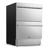 Tylza 24 Inch Under Counter Drawer Fridge, Built-in Beverage Refrigerator for Home and Commercial Use, Stainless Steel Door, Fast Cooling, Low Noise, 37-65 °F