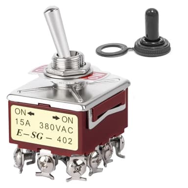 Toggle Switch with Waterproof Cap KN3C-402, ON/ON 4PDT 12Pin 20A 0.47"/12mm Heavy Duty Bakelite Rocker Switches Silver-Plated Copper Terminal for Auto Car Boat
