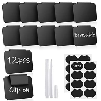 12PCS Basket Labels, Premium Bin Basket Labels Clip On, Pantry Basket Labels Tags for Storage Bins Fabric Cubes Wicker Organization