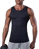 KOCLES Compression Shirt Men Slimming Undershirt Body Shaper Vest, Gym Workout Gynecomastia Compression Tank Top, Abs Abdomen Shapewear Tummy Control (X-Large, Black)