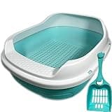 Tom & Sora Creations Pine Pellet Litter Box, Sifting Litter Box - Cat, Kitten, Rabbit and Other Small Animals, Drawer System, Odor Control, Easy to Clean (Turquoise)