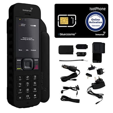 BlueCosmo Inmarsat IsatPhone 2.1 Satellite Phone Kit (SIM Included), unlocked - Global Coverage - Voice, SMS, GPS Tracking, Emergency SOS - Prepaid and Monthly Service Plan Options