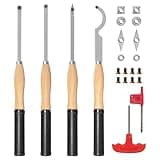 DEEFIINE 18.3" Full Size Carbide Tip Wood Lathe Turning Tool Kit, Lathe Roughing and Finishing Hollow Tool with 8pcs Diamond Round Square Carbide inserts For Woodturning(4 set)