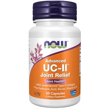 NOW Supplements, UC-II Advanced Joint Relief with Undenatured Type II Collagen, plus Hyaluronic Acid, Boron, Vitamin D-3, 60 Veg Capsules