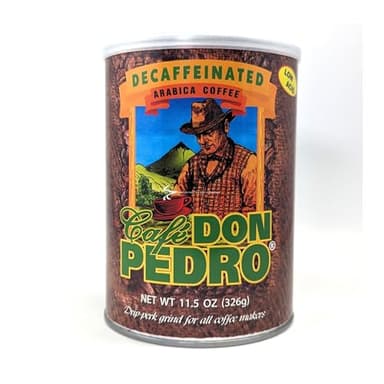 Cafe Don Pedro Decaf American Roast Naturally Low Acid Coffee, Medium Roast Stone Ground Coffee, Stomach Friendly, Prevents Acid Reflux. 11.5 Ounce Regular Can Decaffeinated