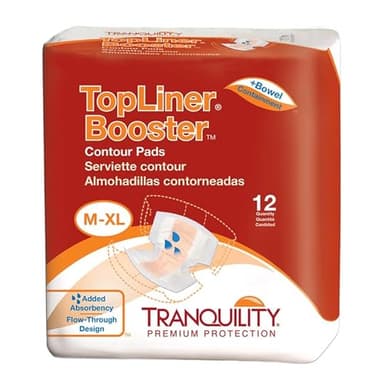 Tranquility TopLiner® Disposable Absorbent Booster Contour Pads for Bowel Incontinence - Contour (21.5" x 13.5") - 12 ct