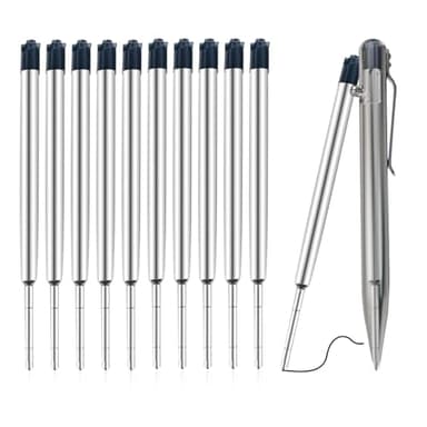 Pen Refills Compatible with Bastion with 0.55mm Fine Tip-Metal Construction,Quick-Drying and Waterproof,Smooth Writing,10 PCS,Refill Black