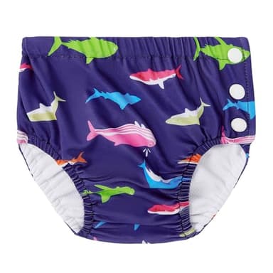 Durio Reusable Swim Diapers Washable for Baby Toddler Newborn UPF 50+ Water Diapers for Swimming Beach Essentials Navy Shark 3-6 Months