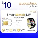 SpeedTalk Mobile Smart Watch SIM Card 5G 4G LTE GSM Smartwatches and Wearables | 1000 Minutes Talk 500MB Data | 3 in 1 Simcard Standard Micro Nano | 30 Days Wireless Service ($10 SmartWatch SIM Kit)