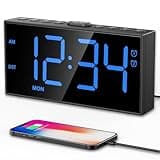 PPLEE Digital Alarm Clocks for Bedrooms Heavy Sleepers, 2 Alarms,Upgrade 7-5-2 Mode, Large Number Alarm Clock with USB Charger Ports,12/24H,Memory Function, Dimmable Simple Alarm Clock for Kids Senior