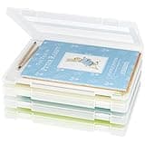 iBune 4 Pack A4 File Paper Storage Box, Scrapbook Storage Boxes for 8.5 x 11 Paper, Plastic Board Game Storage Art Sppuly Storage Organizer Craft Organizer Box, Inner Size 12.2 x 8.9 x 0.7 in