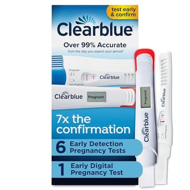 Clearblue Early Pregnancy Test Kit, at-Home Pregnancy Test Kit for Women, hCG Hormone Pregnancy Tests with Easy-to-Read Results, 7 Tests