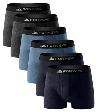 FORVEVO Mens Merino Wool Boxer Briefs, Wool Underwear for Men Pack, Breathable Soft Moisture Wicking Pouch Underwear with Elastic Waistband 6 Pack (Multicolor02, L)