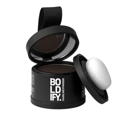 BOLDIFY Hairline Powder - Root Touch Up Hair Color for Gray Coverage - Bald Spot Concealing Hair Powder for Women & Men - 24-Hour Stain-Proof - Dark Brown