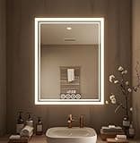 Msrorriw Wall-Mounted Bathroom Mirror with LED-Lights - 19 x 24 Inch Frame Vanity Mirrors with Dimmable (19" x 24", Rectangle)