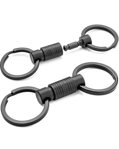 FEGVE Titanium Quick Release Swivel Keychain, Pull Apart Detachable Keychain Heavy Duty Car Key Holder with Key Rings (Black 2 Pack)