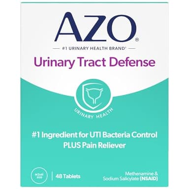 AZO Urinary Tract Defense Antibacterial Protection Helps Control a UTI Until You Can See a Doctor #1 Most Trusted Urinary Health Brand 48 Tablets