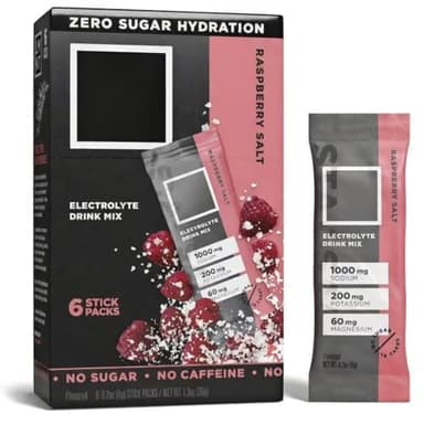 Fits LMNT Zero Sugar Electrolyte Drink Mix Hydration Powder Packets - Raspberry Salt Flavor, No Artificial Ingredients, Gluten Free - 6 Stick Packs