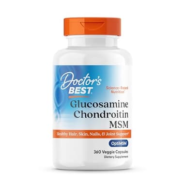 Doctor's Best Glucosamine Chondroitin Msm with OptiMSM Capsules, Joint Support Supplement Supports Healthy Joint Structure, Function & Comfort, Non-GMO, Gluten Free, Soy Free, 360 Count