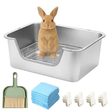 Sorstrem Stainless Steel Sifting Litter Box for Rabbit (L)