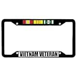 URCustomPro Vietnam Veteran Black Military License Plate Frame, Stainless Steel Car License Tag Holder, Novelty Auto Car Tag Frame for US Vehicles